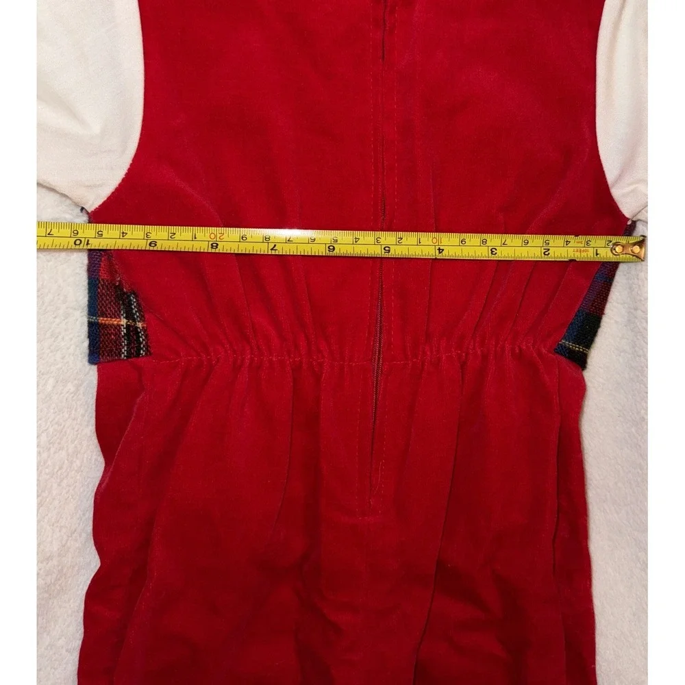 Vtg Little Goodies One Piece Baby Suit Vest Bow Tie Plaid Christmas Sz 18 M